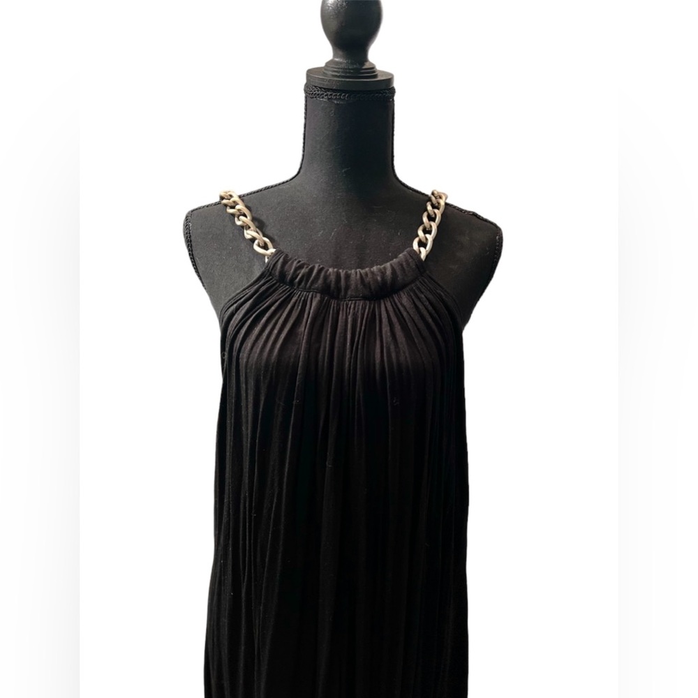 Darling Black Rachel Pally Knit Swing Dress with Gold Chain Straps size Small